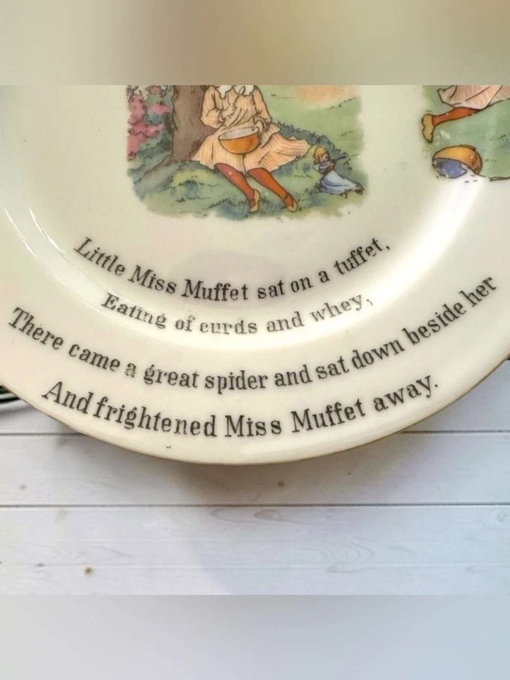 VINTAGE Little Miss Muffet Nursery Rhyme Plate - Classic Children’s Illustration